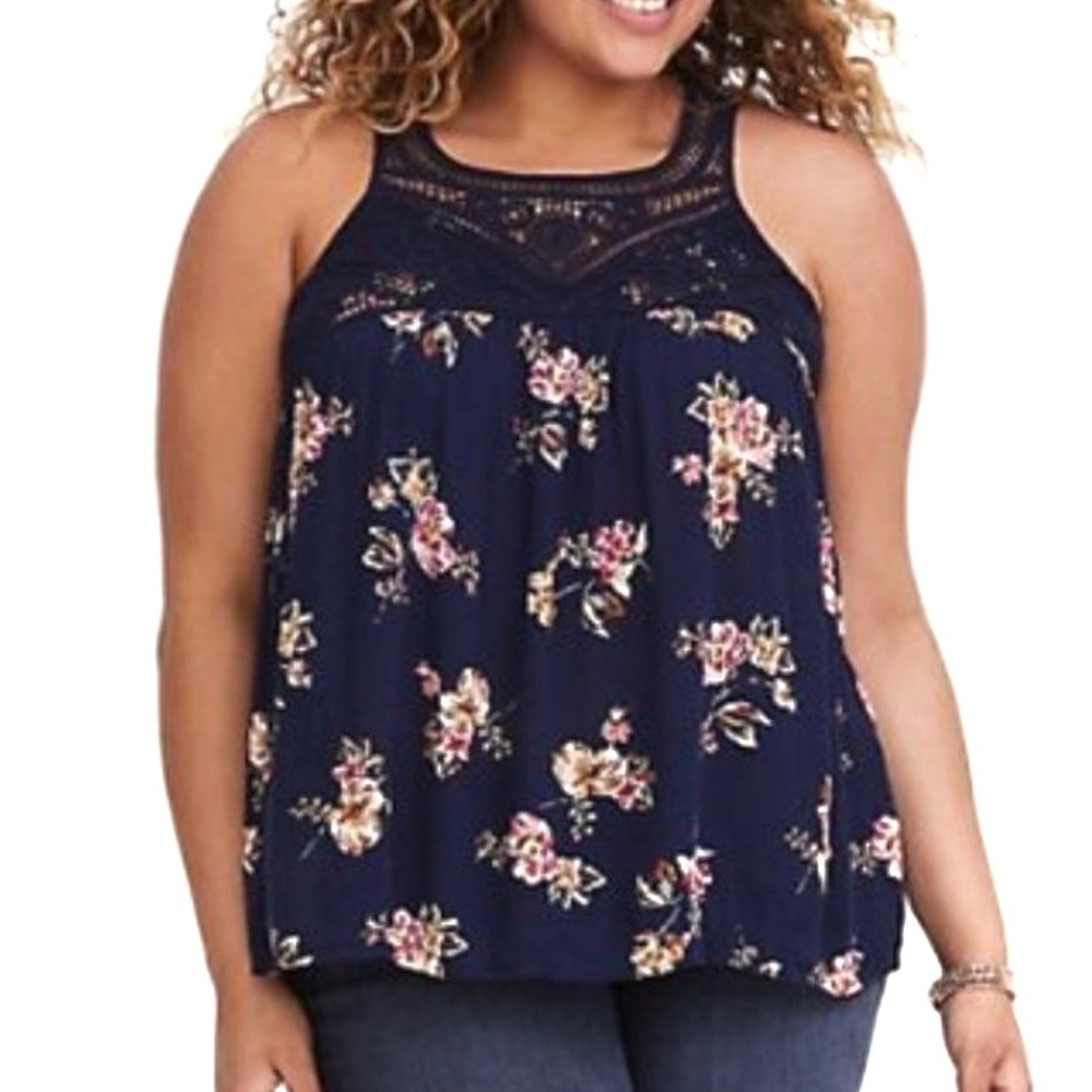 Torrid Sleeveless Floral Print Blouse Top Shirt 3X